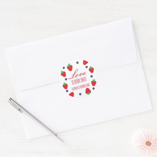 Sticker Rond Love Is Berry Sweet Fruit Bridal Shower (Enveloppe)