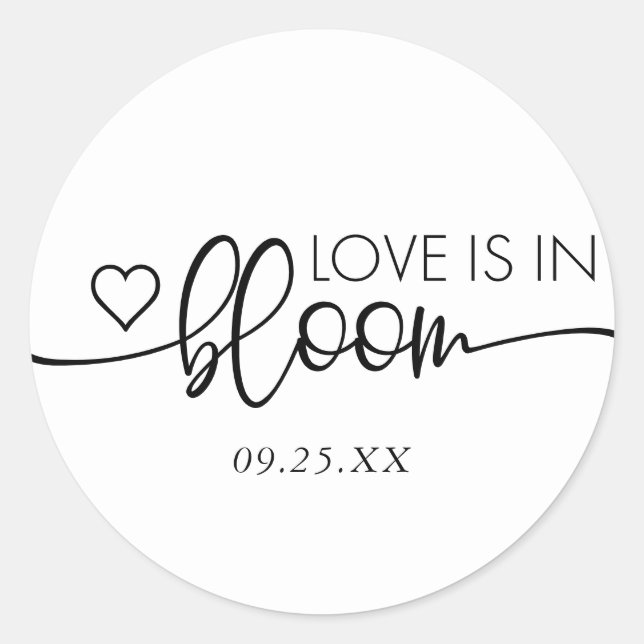 Sticker Rond Love is in Bloom Fête de Mariage Simple (Devant)