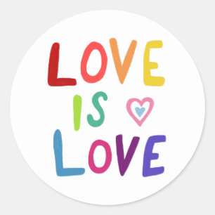 Sticker Rond LOVE IS LOVE Colorful Rainbow Handlettering Set