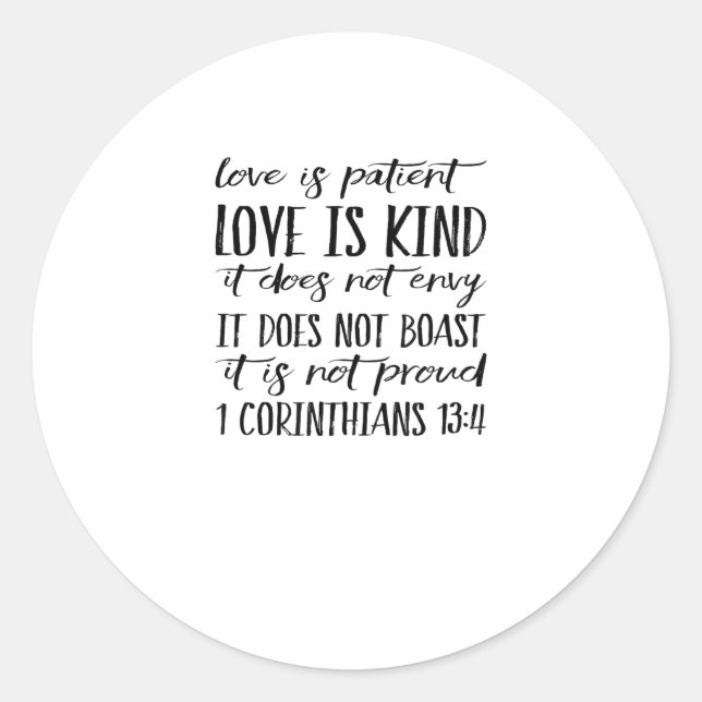 Sticker Rond Love Is Patient Love Is Kind Elegant Style  (Devant)