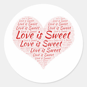 Sticker Rond Love is Sweet Heart Word Cloud Mariage