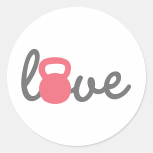 Sticker Rond Love Kettlebell Pink