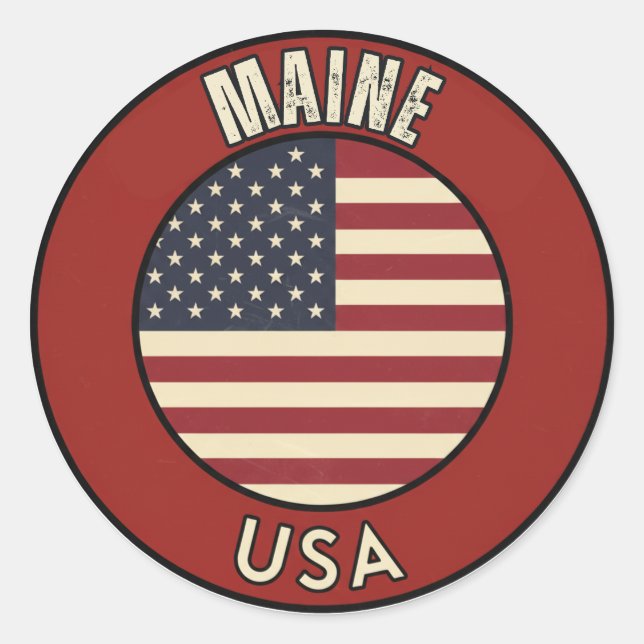 Sticker Rond Love Maine Gift - Cute ME State Souvenir (Devant)