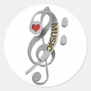 Sticker Rond Love Music Clef Sculpture