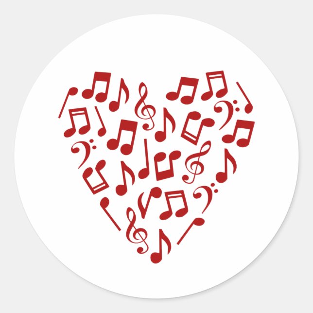 Sticker Rond Love Music Heart of Music Notes (Devant)