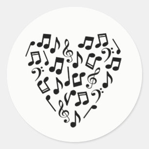 Sticker Rond Love Music Heart of Music Notes