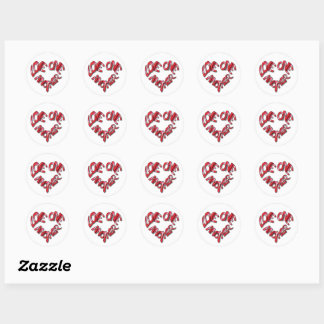 Sticker Rond Love One Another - Heart Shape graphique brillant 