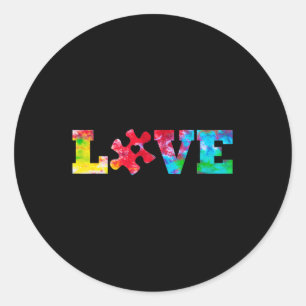 Sticker Rond LOVE Puzzle Pièces Coeur Sensibilisation sur l'aut