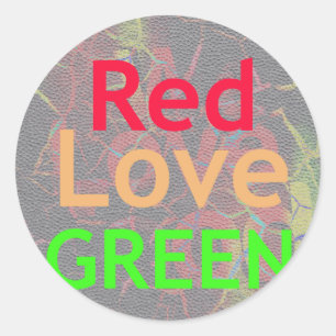 STICKER ROND LOVE RED GOLDEN VERT