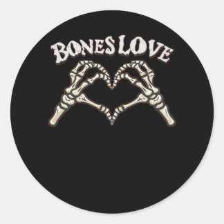 Sticker Rond Love Skeleton Hand Classic