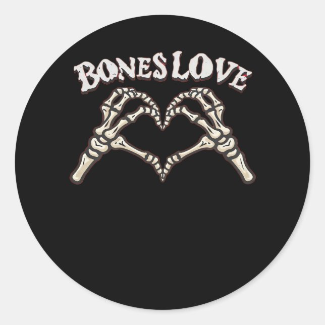 Sticker Rond Love Skeleton Hand Classic (Devant)