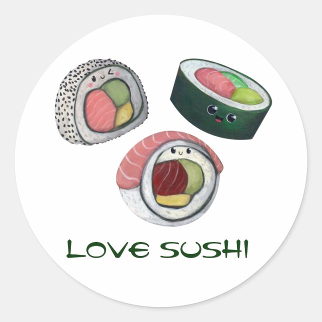 Sticker Rond Love Sushi (Devant)