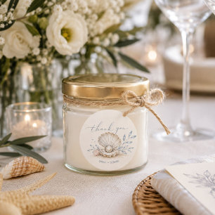Sticker Rond Love & The Beach Wedding Oyster Merci