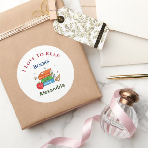 Sticker Rond Love To Read Books Reader Lecture Personnaliser