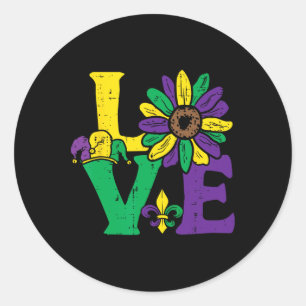 Sticker Rond Love Tournesol Mardi Gras Femmes Fleurs de la Nouv