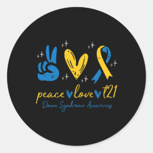 Sticker Rond Love Trisomy 21 Down Syndrome Sensibilisation Femm
