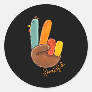 Sticker Rond Love Turkey Grateful Turkey Hand Sign Thanks