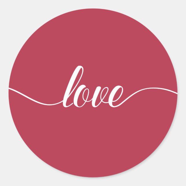 Sticker Rond Love Valentine's Day Typographie | Sceau à coller (Devant)