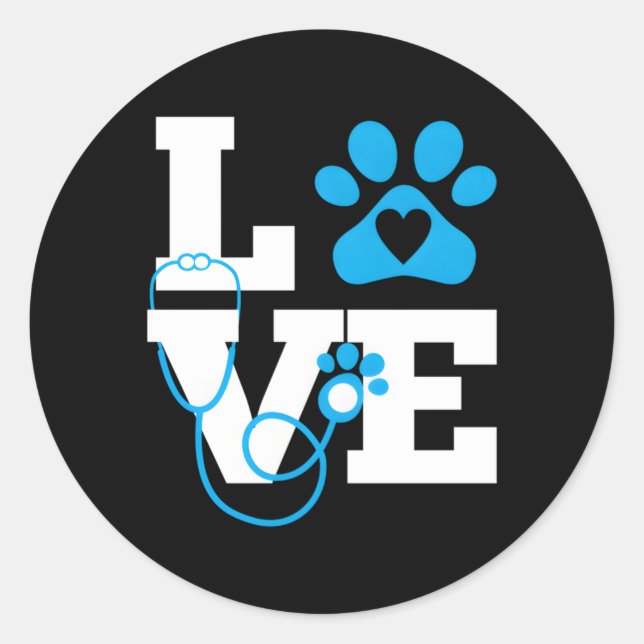 Sticker Rond Love Vet Tech Week Enseignant Pri (Devant)