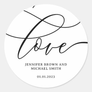 Sticker Rond Love Weds Signature Nom Date