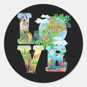 Sticker Rond Love World Jour des terres 2022 Planet De l'enviro