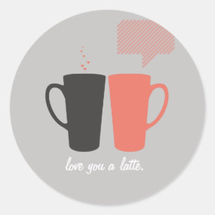 Sticker Rond "Love you a Latte" Saint-Valentin