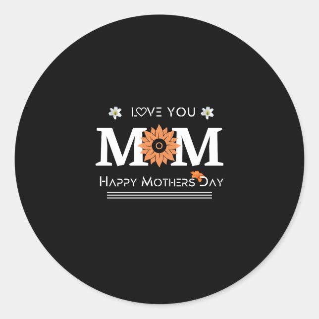 Sticker Rond Love You Maman Design (Devant)