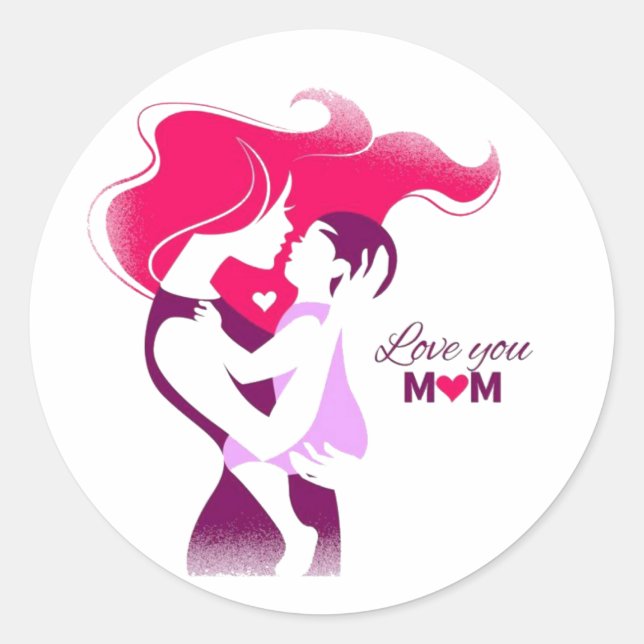 Sticker Rond Love You Mom - Conception de la Fête des Mères mig (Devant)