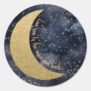Sticker Rond Love You to the Moon and Back Custom