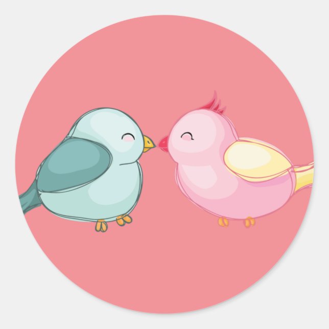 Sticker Rond lovebirds-birds-love-romance (Devant)