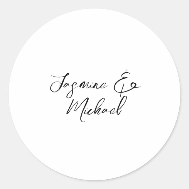 Sticker Rond Lovely Chic Calligraphie Noms Mariages (Devant)