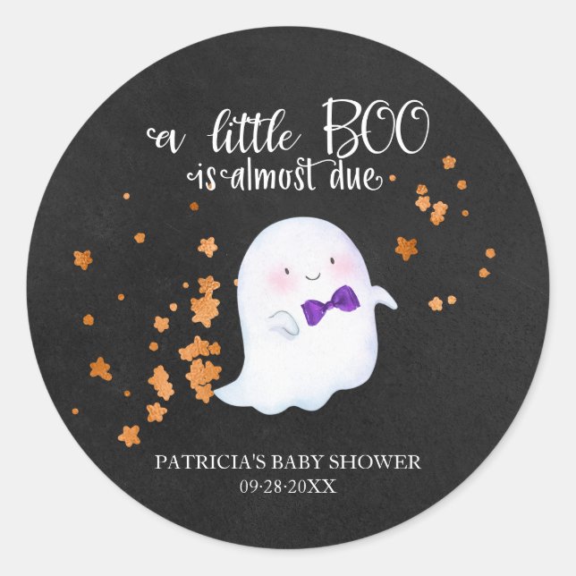 Sticker Rond Lovely Ghost Halloween Baby shower fille (Devant)