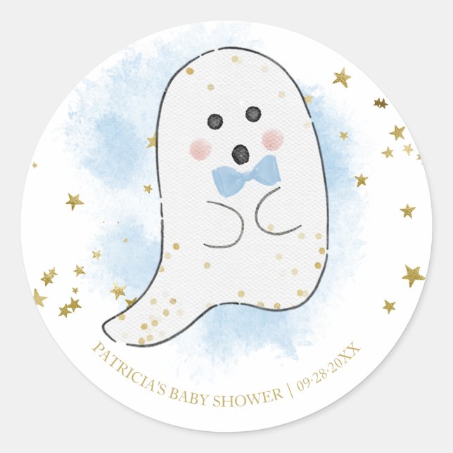 Sticker Rond Lovely Ghost Halloween Girl Baby shower Classic Ro (Devant)