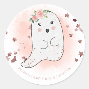 Sticker Rond Lovely Ghost Halloween Girl Baby shower Classic Ro