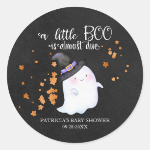 Sticker Rond Lovely Ghost Halloween Girl Baby shower Classic Ro
