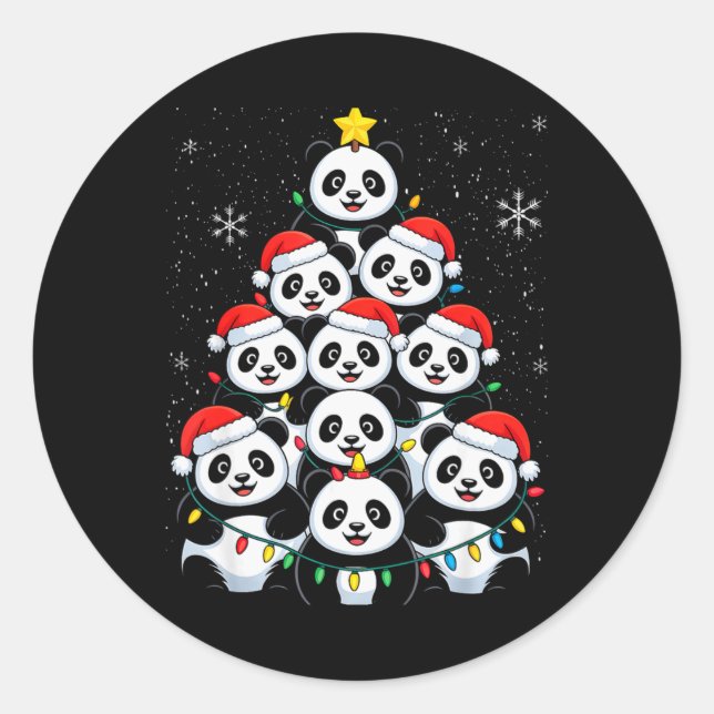 Sticker Rond Lover Xmas Panda Christmas Tree T Shirt  (Devant)