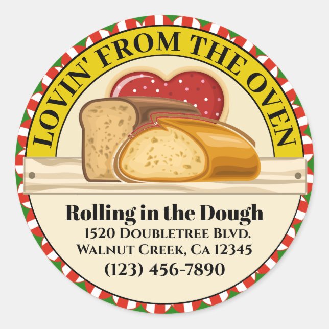 Sticker Rond Lovin' de l'étiquette alimentaire au four (Devant)
