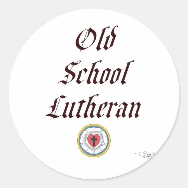 Sticker Rond Lu-Old School couleur luthérienne (Devant)