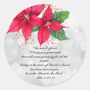 Sticker Rond Luc 2 Belle aquarelle Poinsettia Floral