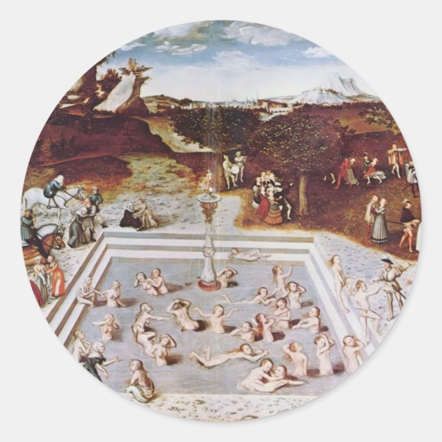 Sticker Rond Lucas Cranach l'Ancien - La Fontaine de la Jeuness (Devant)