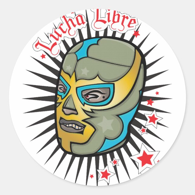 Sticker Rond Lucha Libre Masque de lutte mexicaine (Devant)