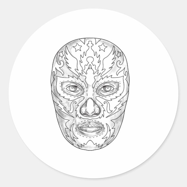 Sticker Rond Lucha Libre Masque tatouage (Devant)