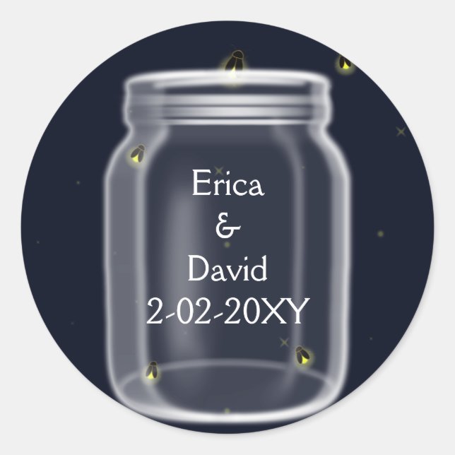 Sticker Rond lucioles mason jarre phoques mariages (Devant)