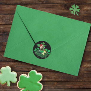 Sticker Rond Luck Irish Fairy Green