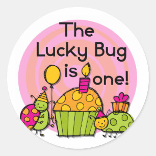 Sticker Rond Lucky Bug Cupcake 1er Anniversaire Tshirts et cade