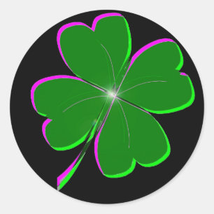 Sticker Rond Lucky Four Leaf Clover