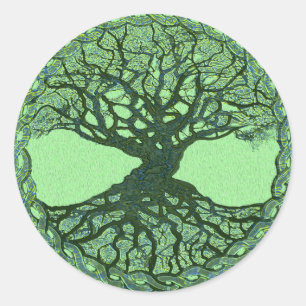 Sticker Rond Lucky Green Tree of Life
