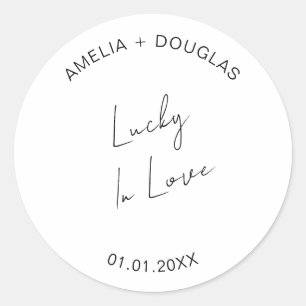 Sticker Rond Lucky In Love Mariage Party Loterie Favoriser Sac 