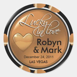 Sticker Rond Lucky in Love Vegas Newlyweds Casino Chip