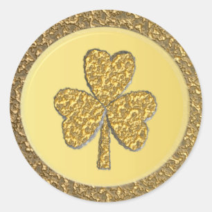 Sticker Rond Lucky Irish Shamrock Gold Coin